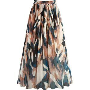 Womens Pleated Skirt Chiffon High Waist A Line Midi Skirt Casual Party Work